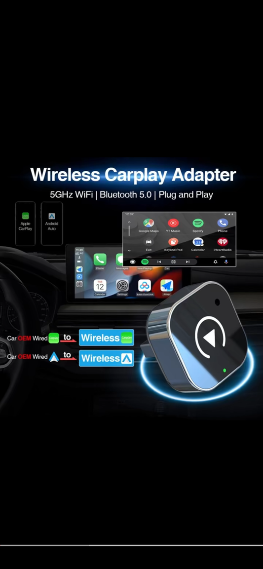 Adaptateur Auto 2 en 1 filaire vers sans fil CarPlay Android pour autoradio OEM avec USB Plug and Play Bluetooth